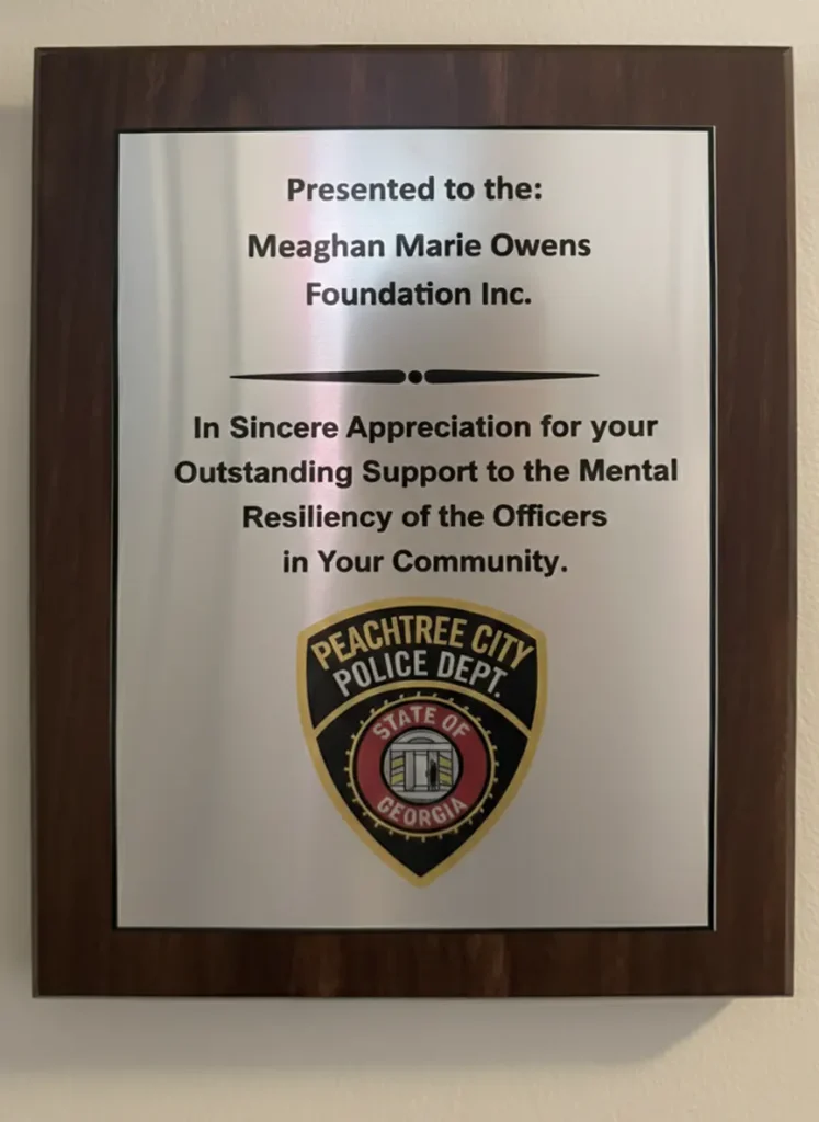 Peachtree City Georgia Police Department Appreciation Award